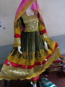 AJM ชุดเดรสสวยสไตล์ชนเผ่า,ชุดอัฟกานีเขียวมะนาวสำหรับหญิงสาว - Product Image 6