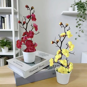 Bonsaï artificiel de fleurs de prunier du fabricant, pot rond de 28 cm, en plastique, décoration intérieure pour la maison, le bureau et le salon - Product Image 2