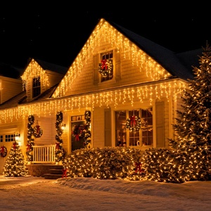 Cortina de <span class=keywords><strong>Luces</strong></span> LED con Forma de Carámbanos, 8 Funciones de Iluminación, <span class=keywords><strong>Cascada</strong></span> Intermitente, Decoración para Bodas, <span class=keywords><strong>Navidad</strong></span>, Hoteles, Exteriores, Control Remoto, IP44 - Product Image 1