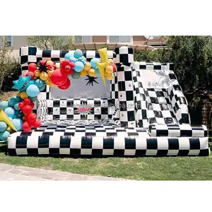 Thương mại màu trắng đen bàn cờ kết hợp nhà bị trả lại bơm hơi với <span class=keywords><strong>Slide</strong></span> cho thuê bên - Product Image 1