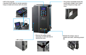 Variateur de fréquence haute performance 60HP C2000 Plus VFD450C43S-00 45kW avec PLC intégré et contrôle du moteur PM - Product Image 5