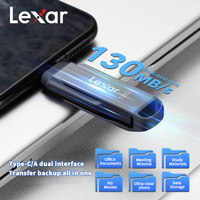 Lexar JumpDrive Dual Drive D400 32GB 64GB 128GB 256GB USB 3,1 Tipo C Unidad de memoria giratoria USB con pegatina de regalo