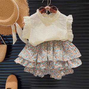 Ensemble deux pièces de jupe à la mode pour enfants, costume d'été pour petites filles, tendance, nouvelle collection été 2025 - Product Image 2