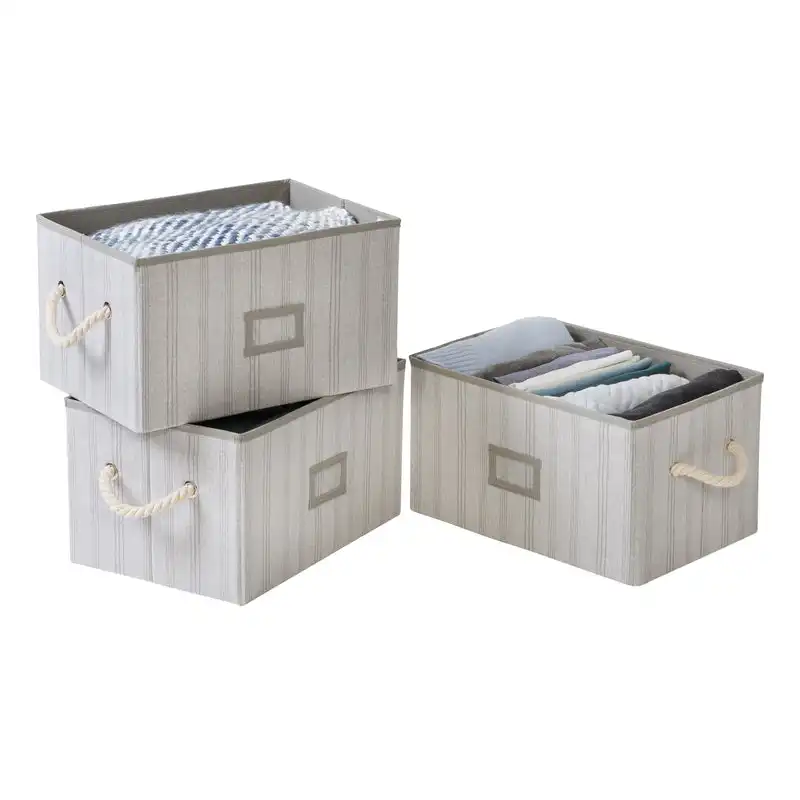 Square Canvas Jeans Storage Box Home Storage Organization Foldable Cloth Storage Basket