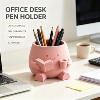 Porte-stylo mignon en forme de personnage de lecture, organisateur de bureau imprimé en 3D, pot à crayons grande capacité pour la maison, le bureau, la table d'étude, décoration