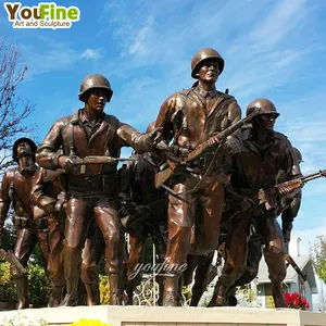 Life Size Custom Design Outdoor Park Bronze Statue Soldier Group