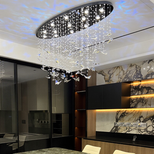Lampadario a LED in Stile Francese con Cristalli a Farfalla, Finitura Cromata, Altezza Regolabile, Alto CRI 95, Dimmerabile, Cristallo K9, Acciaio Inossidabile - Product Image 3