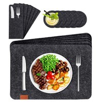 Ensemble de table à manger en RPET pliable résistant à la chaleur napperon de cuisine en feutre lot de 6