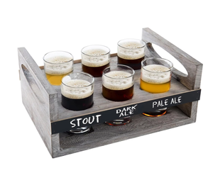 Set Personalizzato di Bicchieri da Degustazione da 6 oz con Vassoio in Legno Marrone <span class=keywords><strong>e</strong></span> Etichette Mini Lavagna, Tavola in Legno per Degustazione Birra - Product Image 1