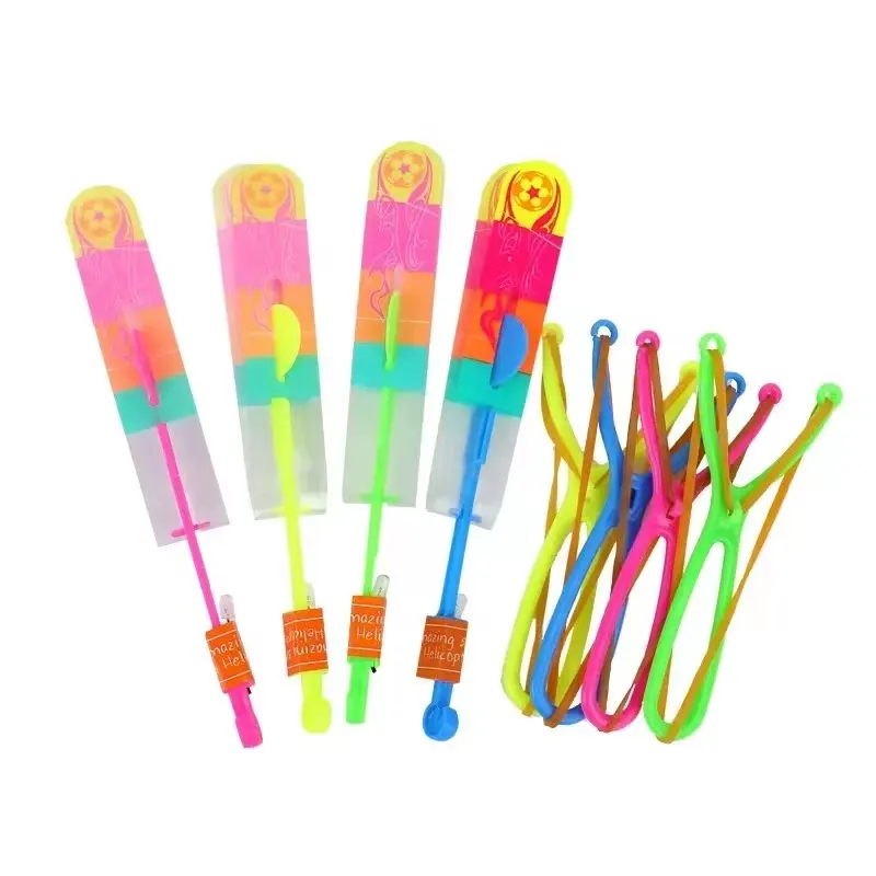 Fusée magique lueur en plastique, hélicoptère, jouets LED, fronde lueur, amusant, élastique, cadeau de fête pour enfants