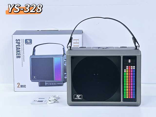 YS-328 Portable Karaoke Speaker with 2 Wireless Mics, RGB LED Light, Bluetooth 5.0 PA System for Home Party Outdoor