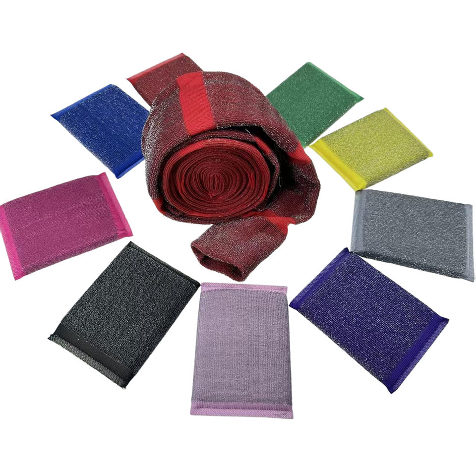 Scouring Sponge Red Factory Colorful Semi-finished Non-scratch Polyester Stainless Steel ...