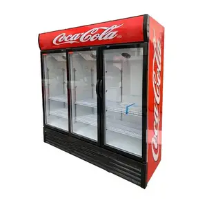 Best price pepsi coca cola beverage cooler three glass doors refrigerator