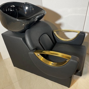 Chaise de lavage de cheveux inclinable réglable en cuir PU pour salon de coiffure ou bureau - Product Image 1