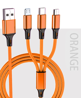 Câble de charge USB 3 en 1 durable, design tressé en nylon, pour téléphone portable universel multifonction/type-C/Android