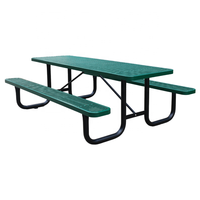 Table et chaise extérieures en métal portatives publiques extérieures en acier enduit thermoplastique avec le restaurant de banc