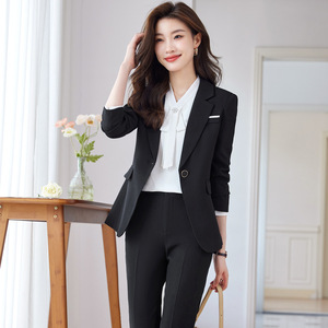 Women's Pink Suit Set Full Sleeve Anti-Wrinkle Office Lady Commute Work Uniform - Product Image 3