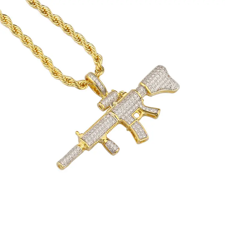 Custom Iced Out Pendant Hip Hop men necklace gold sun pendant with chains