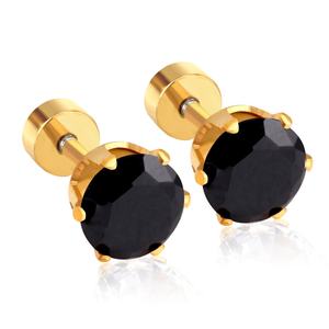 <b>Cheap</b> Old Fashion Model Stainless Steel Screw Plug Stud Earrings Triangle <b>Crystal</b> Obsidian Fashion Earring Wholesale - Product Image 1
