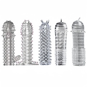 Manchon de préservatif en silicone cristallin pour hommes, préservatif réaliste en silicone à pois, préservatif sexuel, sex toys en silicone, préservatif godemiché - Product Image 2