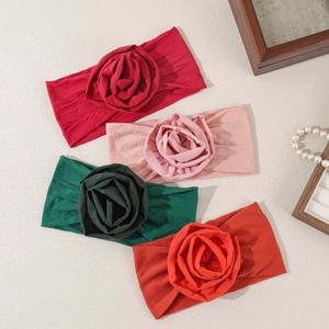 प्यारे बच्चे लड़की बच्चों के लिए रंगीन नायलॉन फूल लोचदार हेयर हेडबैंड थोक कपड़े पुष्प बाल सहायक उपकरण - Product Image 1