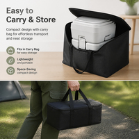 Toilette de camping portable Guankai avec sac de transport, réservoir de déchets de 2,65 gallons, réservoir de chasse d'eau de 3,2 gallons à bouton-poussoir, étanche, inodore, gris, en HDPE/PP pour camping-car