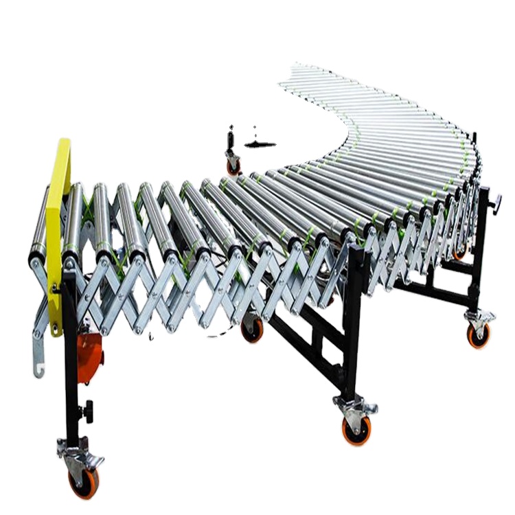 Телескопический гибкий расширяемый роликовый конвейер грузоподъемностью 200 кг для промышленности