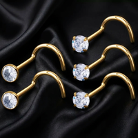 CRYSPURE ASTM F136 G23 Titane Plaqué Or 18K Zircon 5A Clou de Nez à Vis Bijou de Piercing Corporel pour Femme Tendance