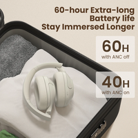 Casque sans fil HAYLOU S35 ANC 5.2, réduction de bruit de 42 dB, écouteurs supra-auriculaires, haut-parleur de 40 mm, autonomie de 60 heures
