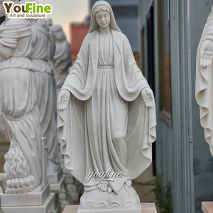 Estatua Religiosa Clásica de la Virgen María en Mármol Blanco Natural - Product Image 3