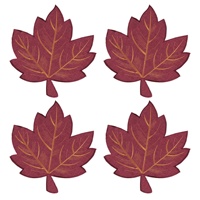 Natte de Table rouge à l'effigie de vos noms, lot de 4 sous-vêtements, gilet en feuille d'érable, décorations d'automne, pour Thanksgiving, broderie