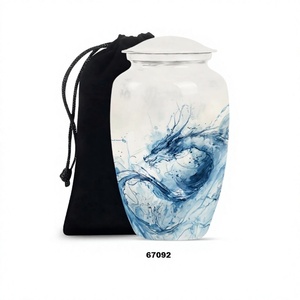 Grande urne funéraire blanche en aluminium pour adultes pour cendres humaines Urne funéraire décorative pleine grandeur avec couvercle et sac en velours gratuit - Product Image 1