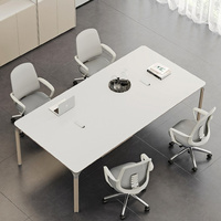 Table de conférence moderne blanche, table de réunion en bois de luxe pour 8, 10, 12 personnes, grand bureau rectangulaire pour salle de réunion