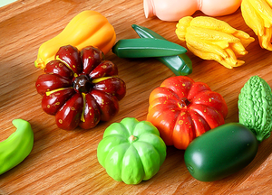 Casa de muñecas para niños, juego de comida, resina vegetal en miniatura, calabaza artificial realista, raíz de loto, pimienta, melón, okra, calabaza para bolsa ciega - Product Image 4