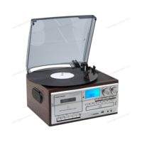Platine Vinyle Tourne-Disque Tout-en-Un avec Lecteur Cassette, USB, SD, Entrée Aux, Sortie RCA, Bluetooth et Fonctions CD