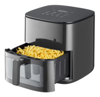 Friteuse à air numérique intelligente avec écran LED, 3 options de taille (3L/5L/7L), fenêtre transparente et système de chauffage par le haut et par le bas, écran LCD