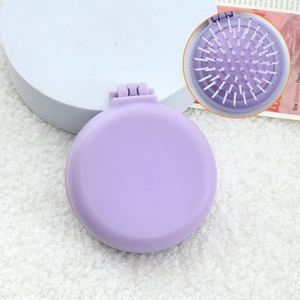Custom Logo Screen Printed <b>Foldable</b> Travel Mini Hair Brush with Makeup <b>Mirror</b> - Product Image 4