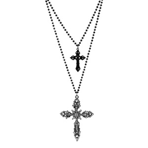 New Exquisite Double Layered Black Cross Pendant Necklace Fashion Unisex's <b>Titanium</b> Steel Necklaces Wholesale Jewelry Trendy - Product Image 6