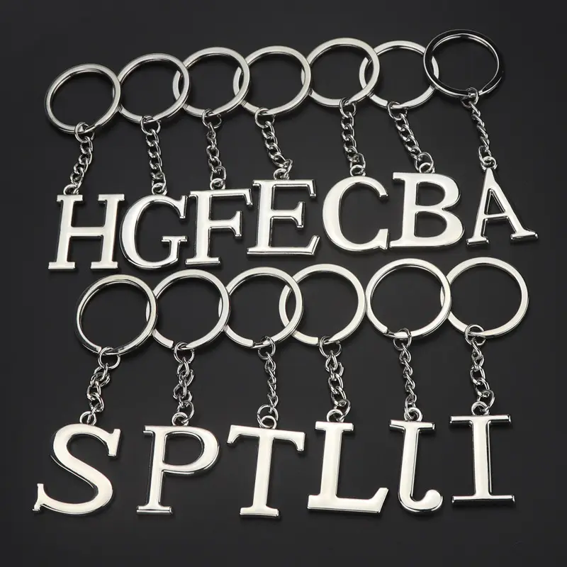 Souvenir personnalisé métal alphabet lettre porte-clés promotion Souvenir cadeau majuscule argent étiquette porte-clés comme cadeaux