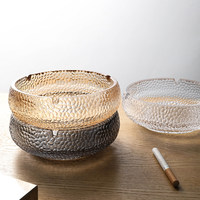 Cendrier en verre de style luxueux à motif glacé, cristal gris fumé irisé ambre pour les bars et les hôtels
