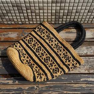 Sac à main de plage pour femmes, tendance été, deux tons, noir, en raphia naturel, sac fourre-tout - Product Image 4