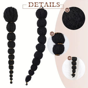 Kinky Afro Puff Extensión de cola de caballo para mujeres negras 18 24 pulgadas Linterna larga Burbuja Cordón Falso Pigtail Pieza de cabello sintético - Product Image 3