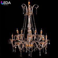 Lustre LEDA de luxe pour événements et fêtes, décoration de plafond, lustre en or, acrylique, lumière chaude, cristal, pour mariage