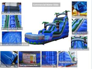 2024 chất lượng hàng đầu <span class=keywords><strong>Inflatable</strong></span> màu xanh nước Slide Đè Bẹp <span class=keywords><strong>18ft</strong></span> trượt nước - Product Image 6
