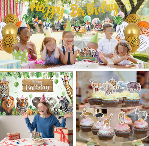 Decoración para Fiesta <span class=keywords><strong>de</strong></span> Cumpleaños con Temática <span class=keywords><strong>de</strong></span> Selva: Pancartas Colgantes, Banderas, Espirales, Guirnaldas, Adorno para Pastel, Adorno para Cupcakes, Globos <span class=keywords><strong>de</strong></span> Helio, Regalos - Product Image 3
