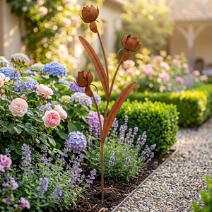 Les piquets d'ornements <span class=keywords><strong>de</strong></span> décor <span class=keywords><strong>de</strong></span> <span class=keywords><strong>jardin</strong></span> <span class=keywords><strong>de</strong></span> fleurs artificielles <span class=keywords><strong>en</strong></span> <span class=keywords><strong>métal</strong></span> <span class=keywords><strong>rouillé</strong></span> améliorent la beauté <span class=keywords><strong>de</strong></span> votre <span class=keywords><strong>jardin</strong></span> - Product Image 4