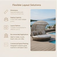 Lit de soleil en vente chaude, auvent manuel, ensemble de jardin d'extérieur, lit de soleil pour adultes, lits de jour en osier, meubles de jardin, lits de soleil de plage, lit de jour rond