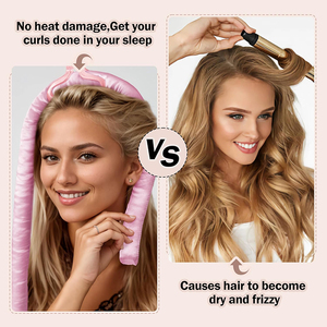 Nhà Máy Bán Buôn Mềm Ma Thuật Sóng Curling Rod Headband Heatless Tóc Curler Set Lụa Ngủ Tóc Con Lăn Với Satin Nắp ca-pô - Product Image 3