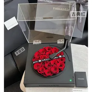eternity Infinity forever eternal rose phonograph record player preserved rose flower record player preserved rose