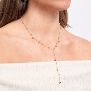 Collier à pampilles longue chaîne pour pull, plaqué or 18 carats, en alliage de zinc, bijoux pour femme, design géométrique TN3519 - Product Image 1